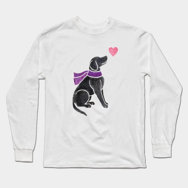 Curly Coated Retriever (black) Long Sleeve T-Shirt by animalartbyjess